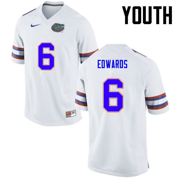 Youth NCAA Florida Gators Brian Edwards #6 Stitched Authentic Nike White College Football Jersey IPB2665XY